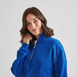 Caldene Womens Supersoft Quarter Zip Sweat - Ultra Marine Blue