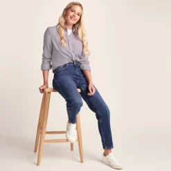 Caswell Womens Long Sleeve Cotton Herringbone Shirt - Lavender Grey