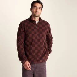Charlton Mens Printed Midweight Microfleece Half Zip - Brown Checkerboard