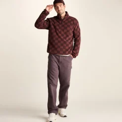 Charlton Mens Printed Midweight Microfleece Half Zip - Brown Checkerboard