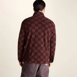 Charlton Mens Printed Midweight Microfleece Half Zip - Brown Checkerboard