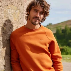 Clitheroe Mens Supersoft Raglan Sweat - Mahogany Orange