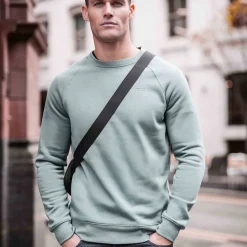 Clitheroe Mens Supersoft Raglan Sweat - Smokey Teal
