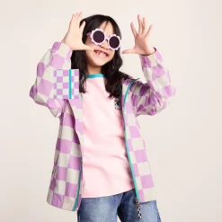 Cohampshire Kids Shaun the Sheep Waterproof Jacket - Lilac Haze/White Checkerboard