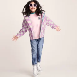 Cohampshire Kids Shaun the Sheep Waterproof Jacket - Lilac Haze/White Checkerboard