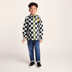 Cohampshire Kids Shaun the Sheep Waterproof Jacket - Black White Checkerboard
