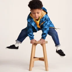 Cohampshire Kids Shaun the Sheep Waterproof Jacket - Bluebell/Night Blue Checkerboard