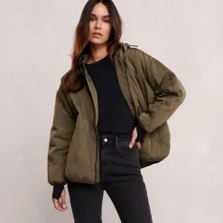 Corlae Womens Oversized Shower Resistant Insulated Jacket - Khaki