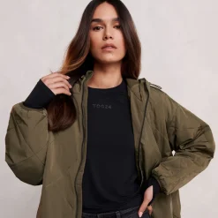 Corlae Womens Oversized Shower Resistant Insulated Jacket - Khaki
