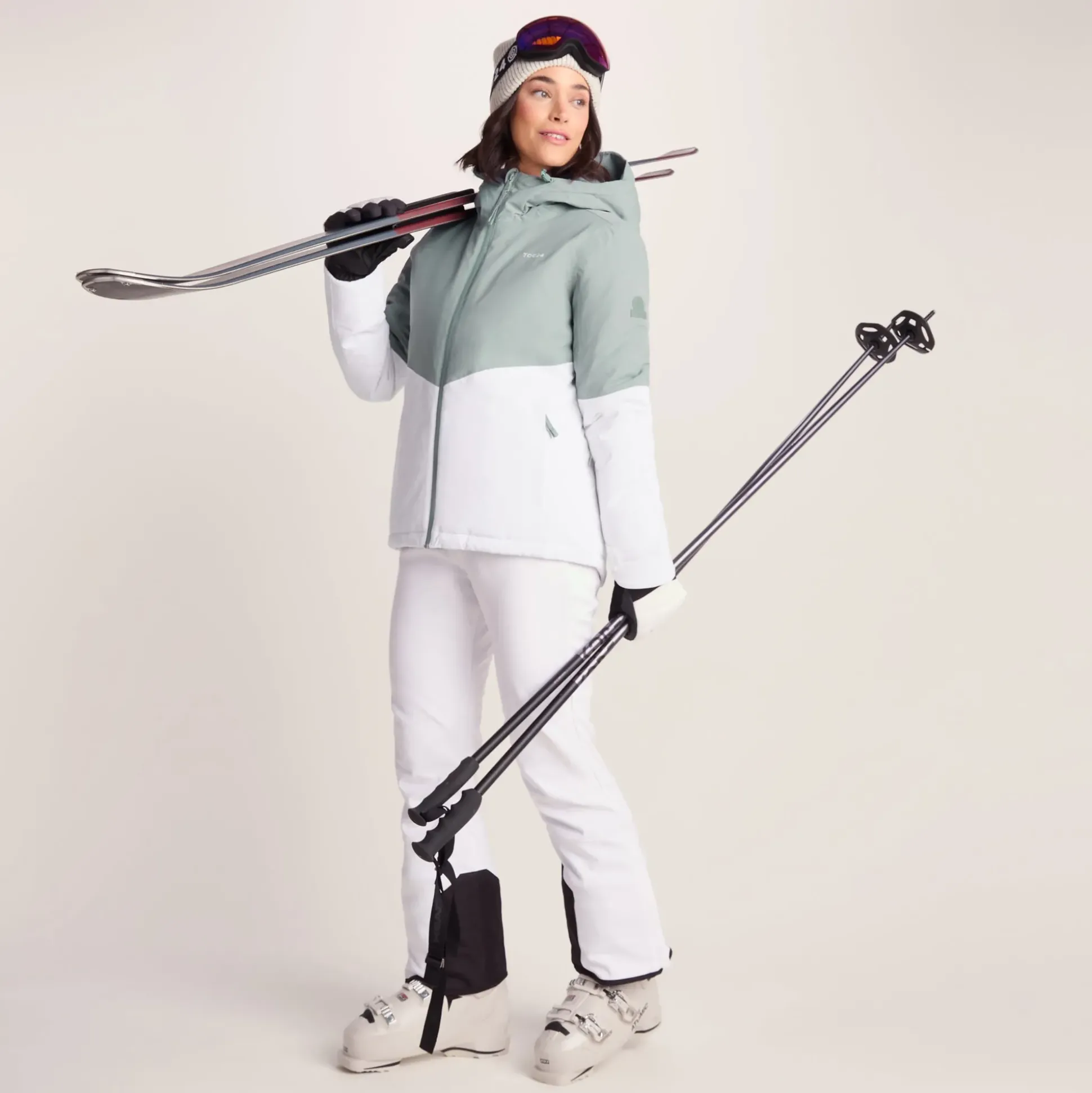 Corvara Womens Waterproof Insulated Ski Jacket - Mist Grey/Optic White