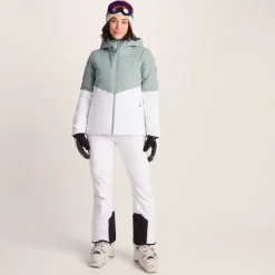 Corvara Womens Waterproof Insulated Ski Jacket - Mist Grey/Optic White