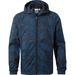 Craven Mens Waterproof Packaway Jacket - Dk Indigo Brushstroke Print