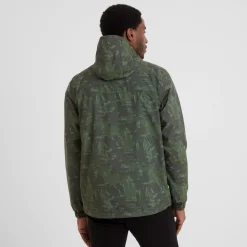 Craven Mens Waterproof Packaway Jacket - Forage Green Brushstroke Print