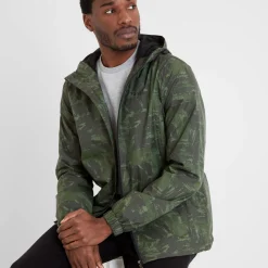 Craven Mens Waterproof Packaway Jacket - Forage Green Brushstroke Print