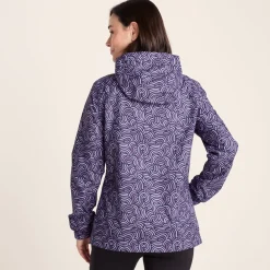 Craven Womens Waterproof Packaway Jacket - Dk Indigo/Lilac Blossom Wave Print