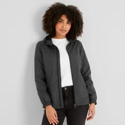 Craven Womens Waterproof Packaway Jacket - Washed Black Swirl Print