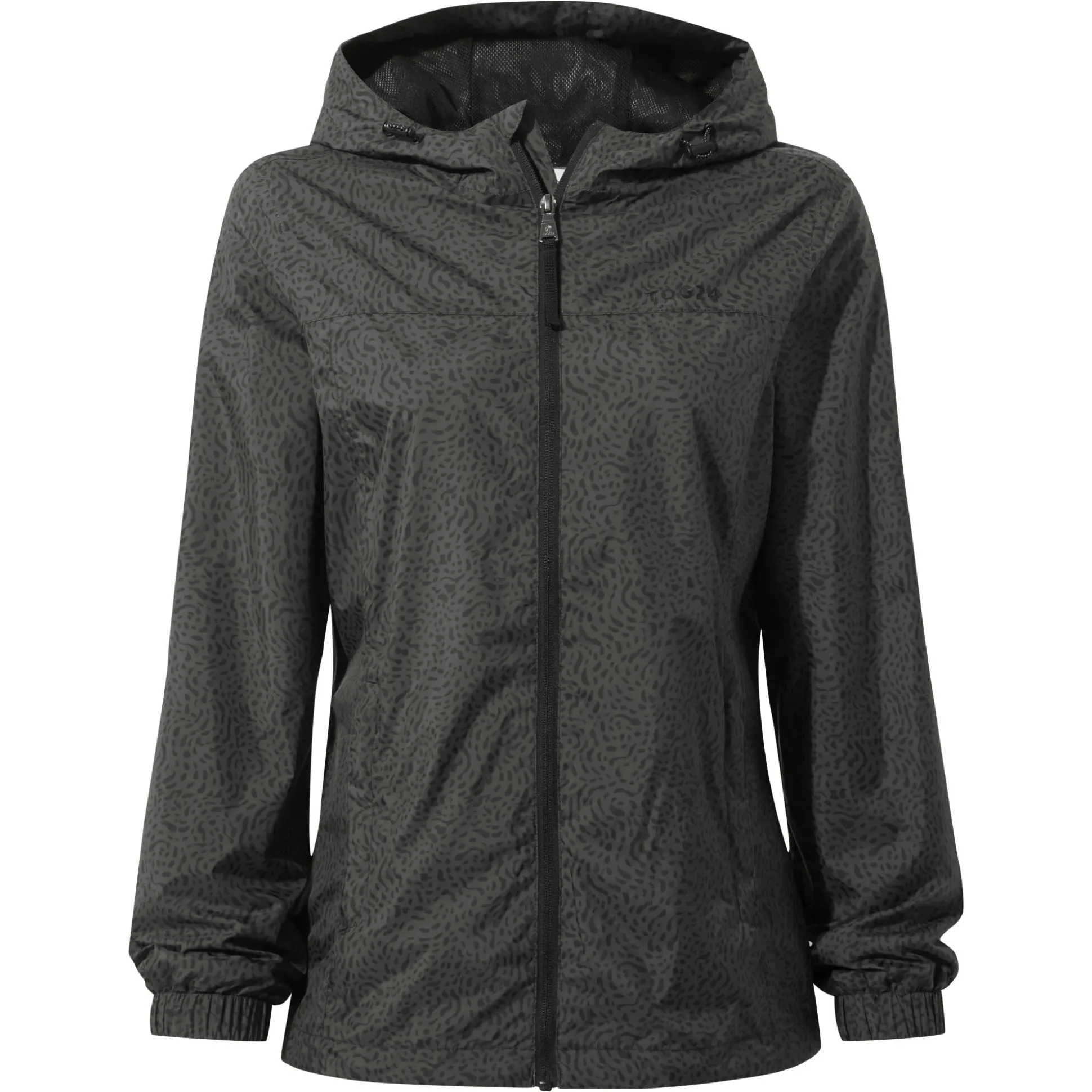 Craven Womens Waterproof Packaway Jacket - Washed Black Swirl Print