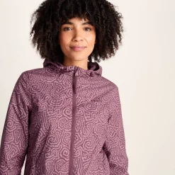 Craven Womens Waterproof Packaway Jacket - Black/Raspberry Wiggle Print