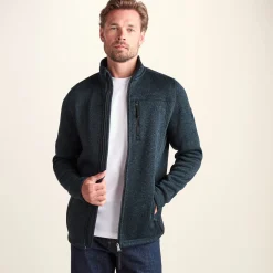 Cresswell Mens Knitlook Fleece Jacket - Dark Indigo Marl