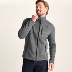 Cresswell Mens Knitlook Fleece Jacket - Dark Grey Marl