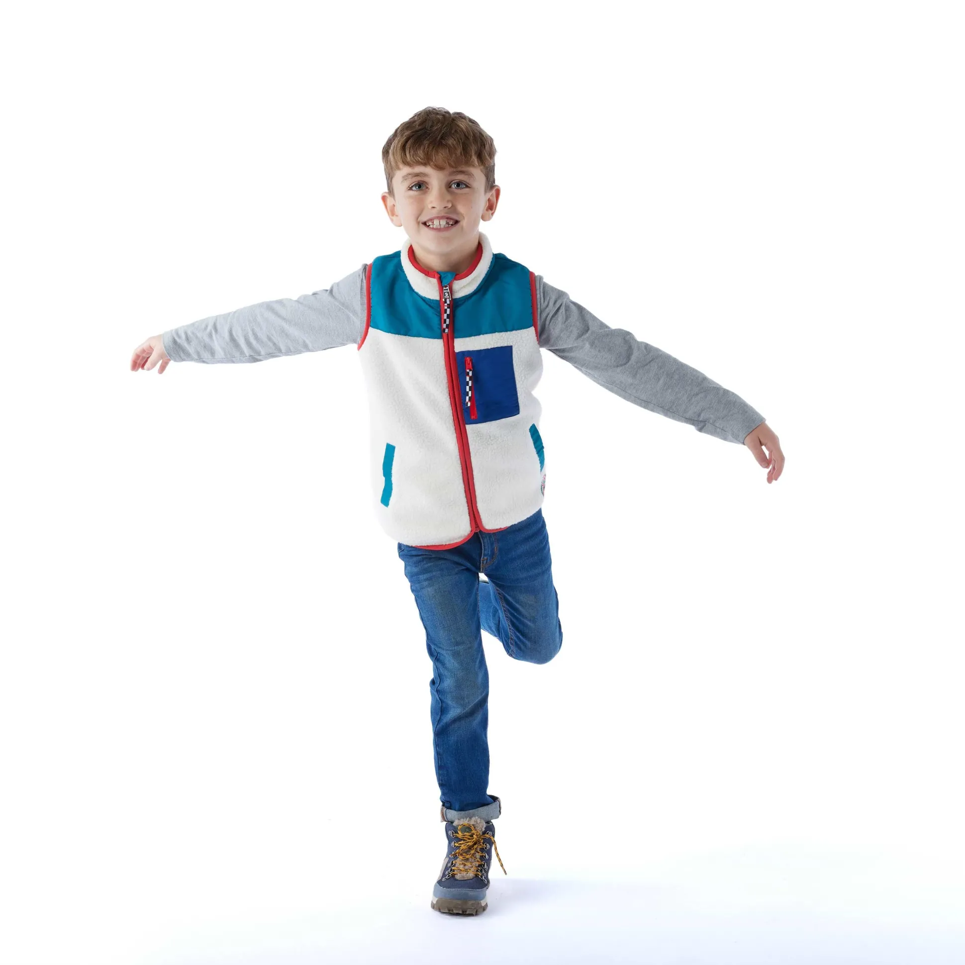 Damara Kids Shaun the Sheep Sherpa Gilet - Woolly/Ocean Blue