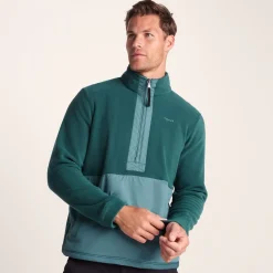 Dowson Mens Relaxed Fit Microfleece Zip Neck - Hydro Blue/Dark Turquoise
