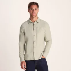 Draper Mens Long Sleeve Cotton Herringbone Shirt - Hazelnut