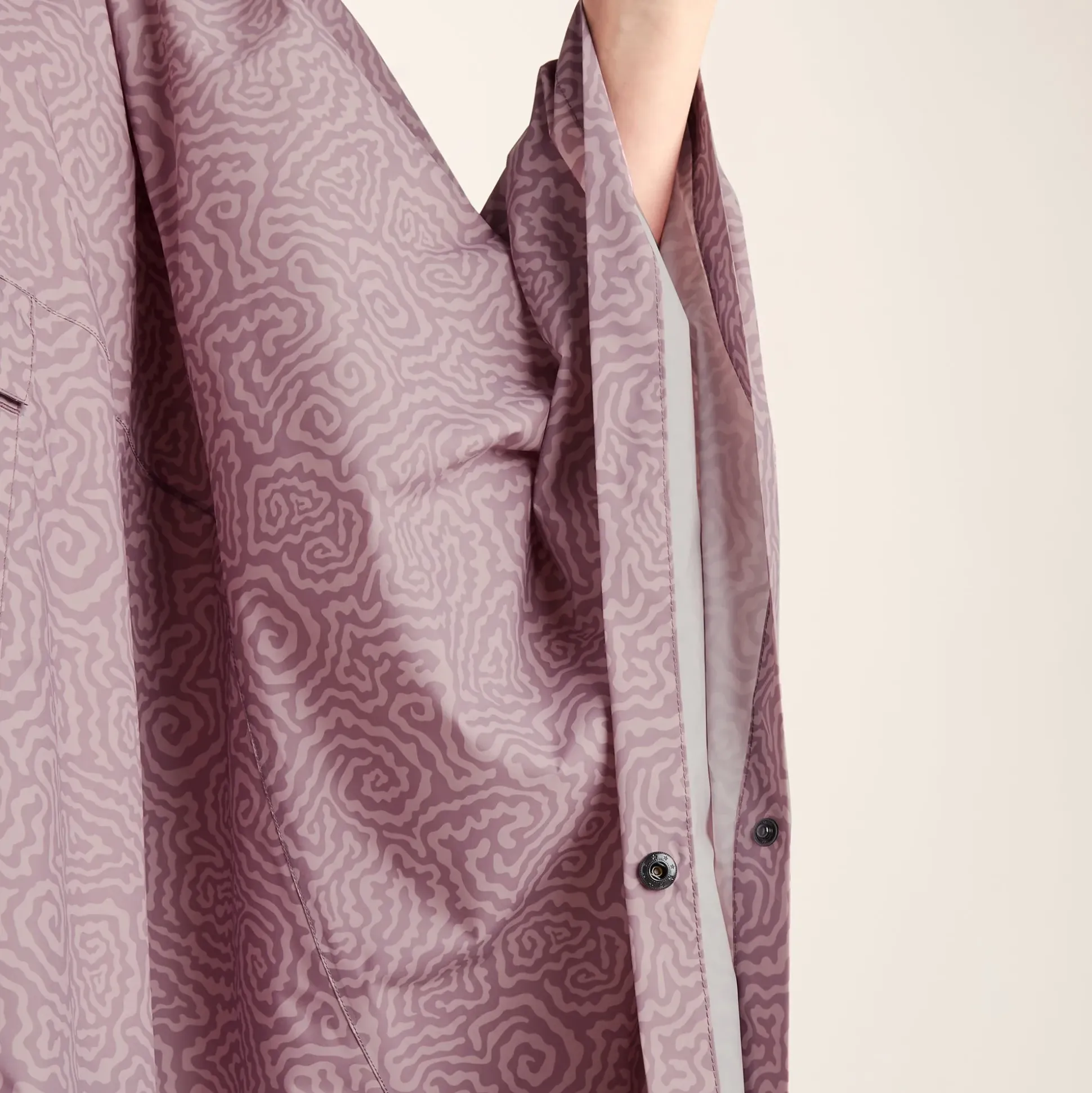Drench Unisex Waterproof Poncho - Dusky Pink Wiggle Print