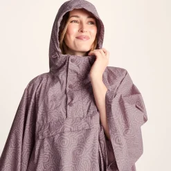 Drench Unisex Waterproof Poncho - Dusky Pink Wiggle Print