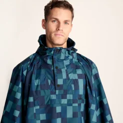 Drench Unisex Waterproof Poncho - Blue Pixel Print