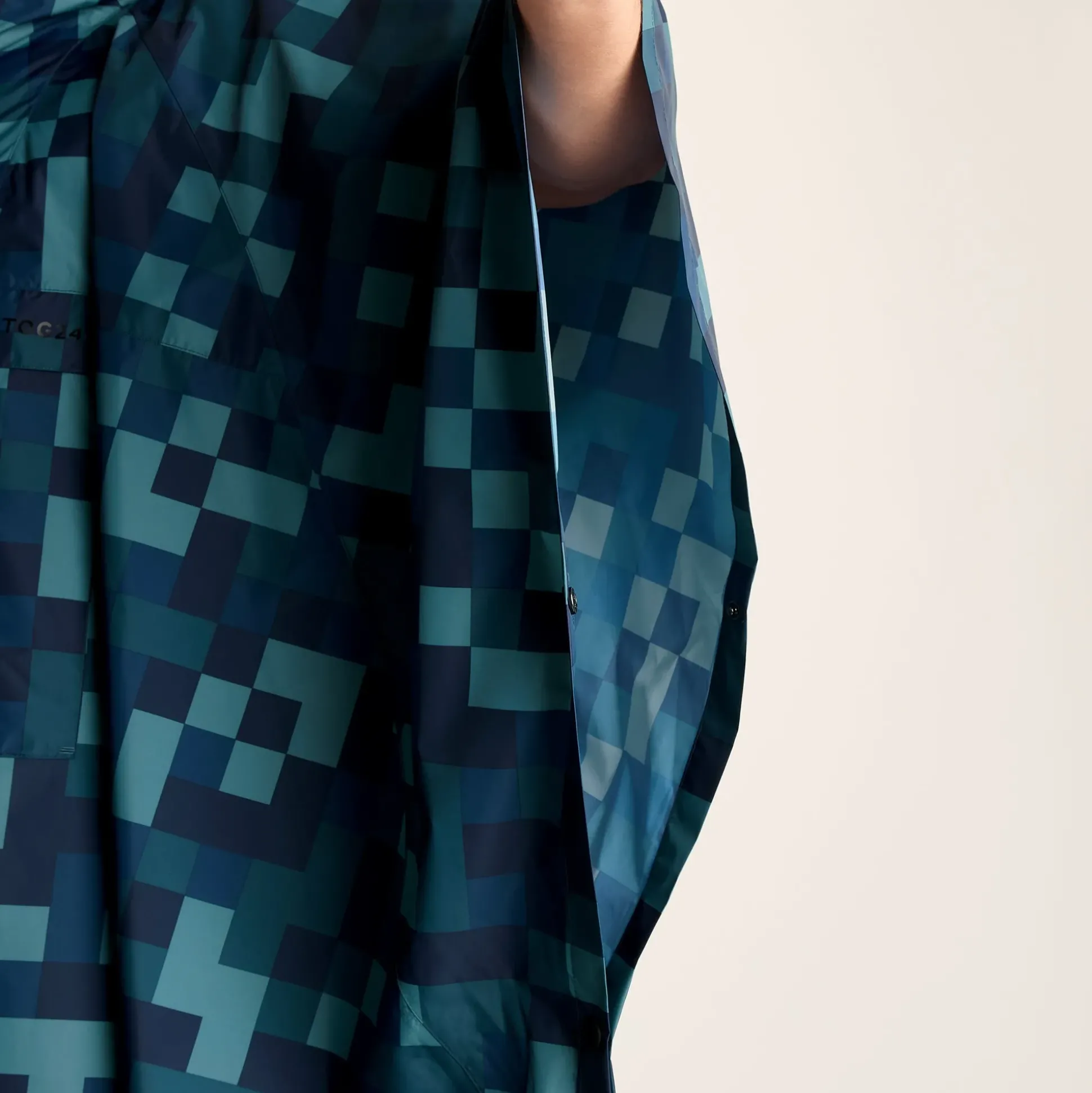 Drench Unisex Waterproof Poncho - Blue Pixel Print
