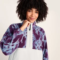 Eden Womens Relaxed Fit Microfleece Zip Neck - Smokey Blue Print