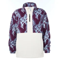 Eden Womens Relaxed Fit Microfleece Zip Neck - Smokey Blue Print