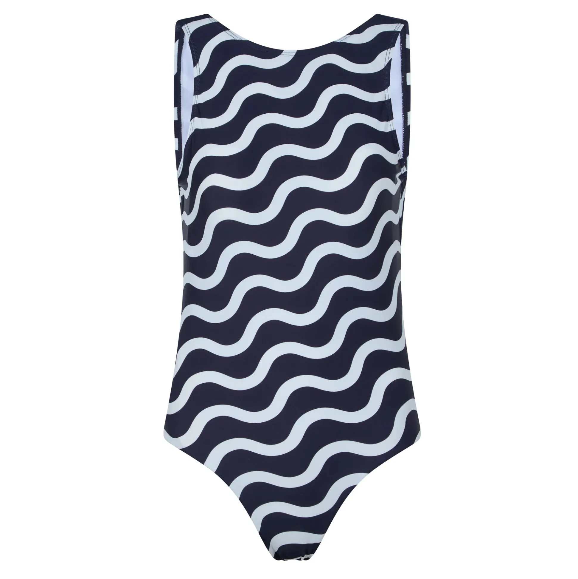 Elaini Womens One Piece Swimsuit - Oxford Blue Wave Print
