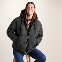 Else Womens Oversized Shower Resistant Heavy Padded Jacket - Black