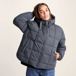 Else Womens Oversized Shower Resistant Heavy Padded Jacket - Washed Blue