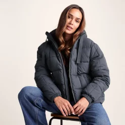Else Womens Oversized Shower Resistant Heavy Padded Jacket - Washed Blue