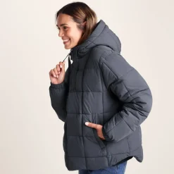 Else Womens Oversized Shower Resistant Heavy Padded Jacket - Washed Blue