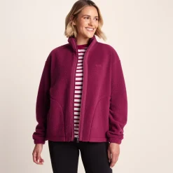 Emilie Womens Relaxed Fit Sherpa Fleece - Washed Burgundy