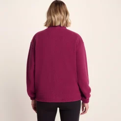 Emilie Womens Relaxed Fit Sherpa Fleece - Washed Burgundy