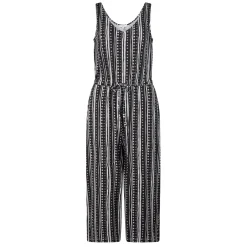 Emmie Womens Supersoft Jumpsuit - Black Doodle Stripe Print
