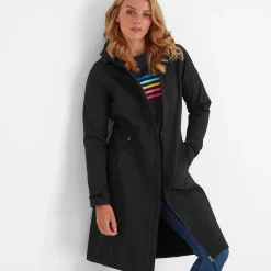 Enya Womens Longline Waterproof Softshell Jacket - Black