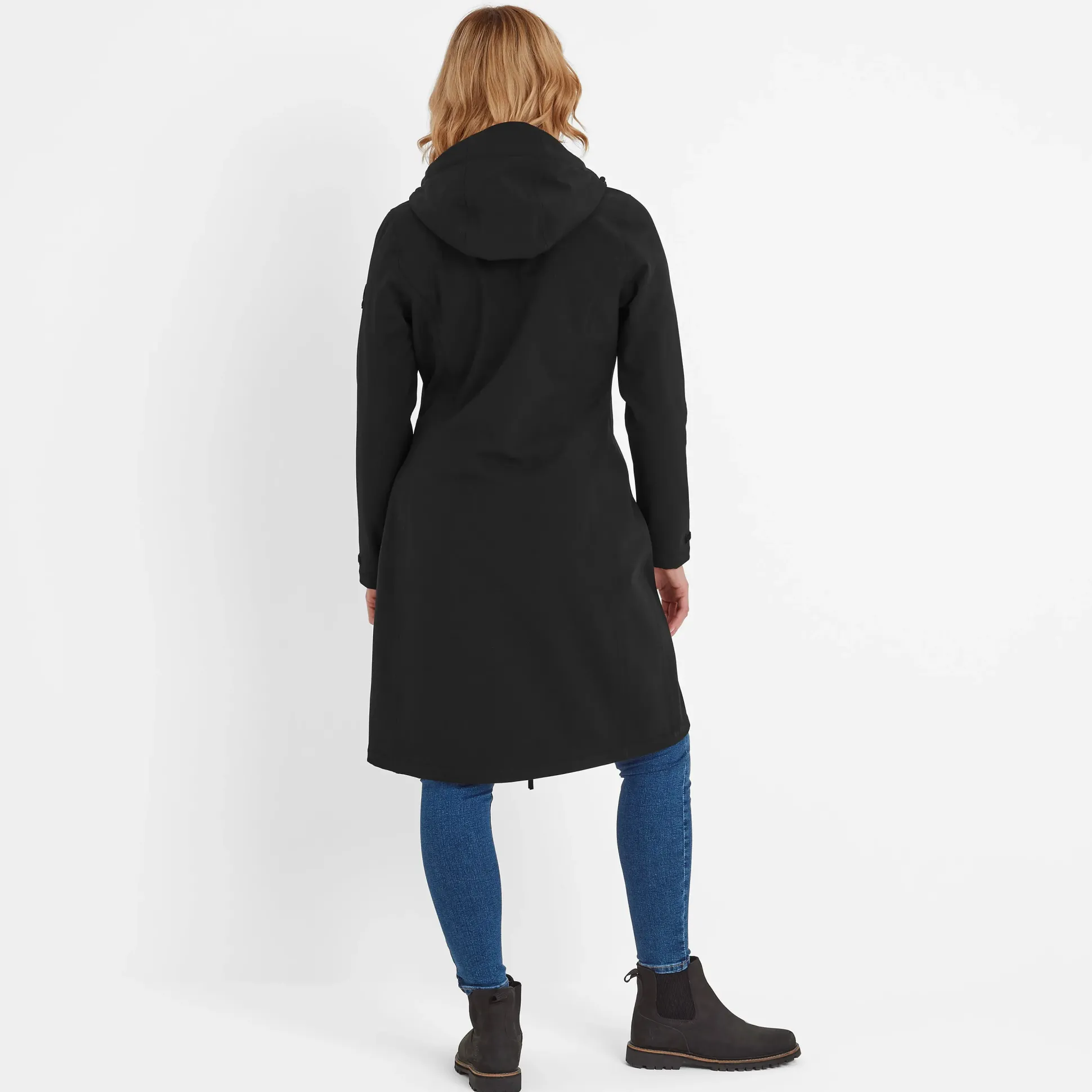 Enya Womens Longline Waterproof Softshell Jacket - Black