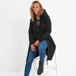 Enya Womens Longline Waterproof Softshell Jacket - Black