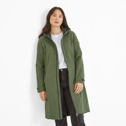 Enya Womens Longline Waterproof Softshell Jacket - Dark Green