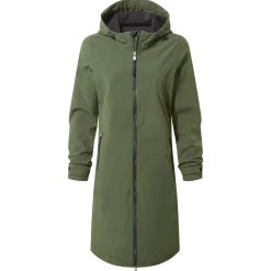 Enya Womens Longline Waterproof Softshell Jacket - Dark Green