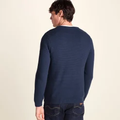 Ethan Mens Crew Neck Knit Jumper - Smokey Blue