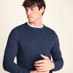 Ethan Mens Crew Neck Knit Jumper - Smokey Blue