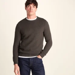 Ethan Mens Crew Neck Knit Jumper - Ash Brown