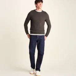 Ethan Mens Crew Neck Knit Jumper - Ash Brown